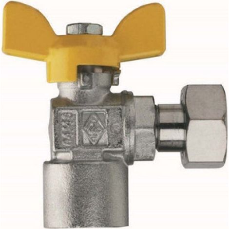 VALVOLA A SFERA PER GAS A SQUADRA FIL. FEMMINA CON GIRELLO 1/2&quot x 1/2&quot