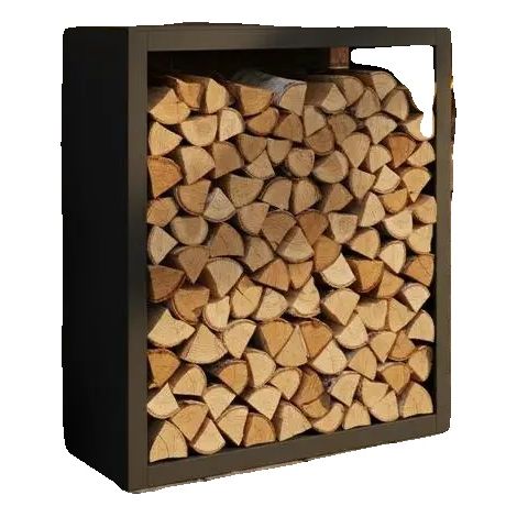 Range à bois, acier durable, design surélevé, Noir (1/2)