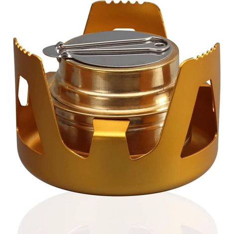 Mini Brûleur à Alcool Portable en Alliage d'aluminium Mini Réchauds de Camping à Gaz Ultraléger Brûleur à Alcool en Laiton pour Randonnée Camping Pique Nique (1/5)