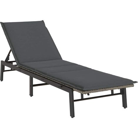 Maison Exclusive - Lettino Prendisole con Cuscino Grigio in Polyrattan