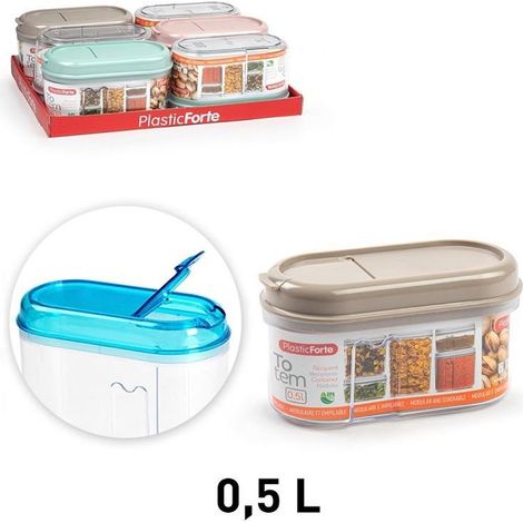 1 Pezzo Barattolo Recipiente Totem da Cucina in Plastica 500 ml 3 Colori (1/3)
