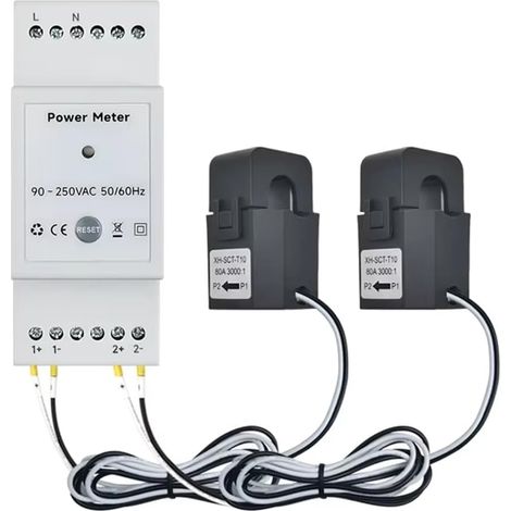 Compteur D'Énergie Intelligent WiFi Tuya Bidirectionnel 2 Canaux DIN Rail avec Application CT 80A, Moniteur D'Exportation et D'Importation D'Énergie AC110V/240V (1/5)