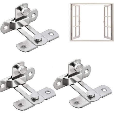 Stainless Steel Sliding Door Lock, Right Angle Barn Door Latch, Heavy Duty Barn Door Bolt with Screws for Window, Wine Cabinet, Pet Cages (Silver) (1/5)