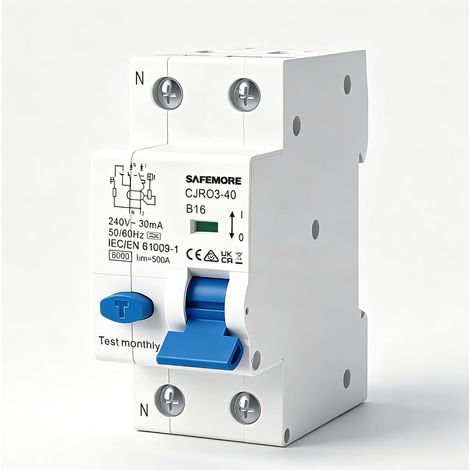 Disjoncteur Différentiel RCBO 16A 1P+N - Type A 30mA Courbe B Interrupteur FI Électromagnétique - Interrupteur Différentiel Haute Sensibilité B16- Pour Circuit (1/5)