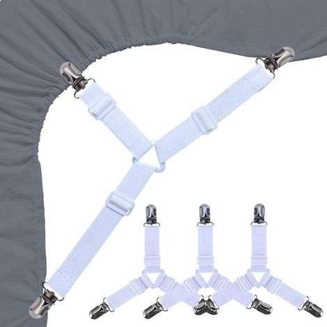 Support de matelas, porte-couette, sangles antidérapantes, boucle de drap, clip de ceinture élastique, clip de matelas (bleu) (1/5)