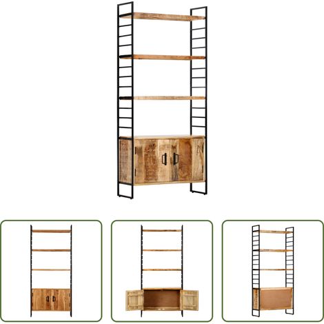 vidaXL Bibliothèque en bois - Bibliothèque à 4 niveaux 80x30x180 cm Bois de manguier brut (1/5)