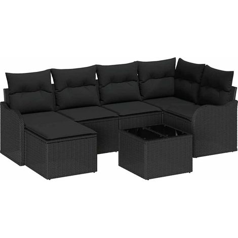 Maison Exclusive - Gartensofa-set Schwarz Poly-Rattan
