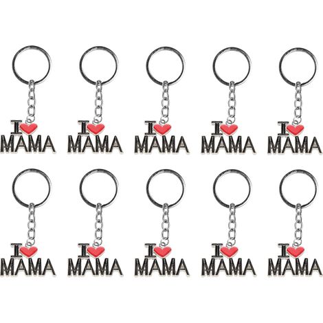 10pcs Heart Pendant Keychains Key Ring Jewelry Phone Bag Wallet Pendant AccessoryD110-MAMA (1/5)
