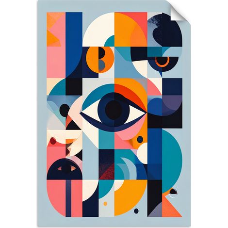 Selbstklebendes Poster – Wandsticker Abstraktion Auge im Bauhaus-Stil 20x30 cm (1/3)