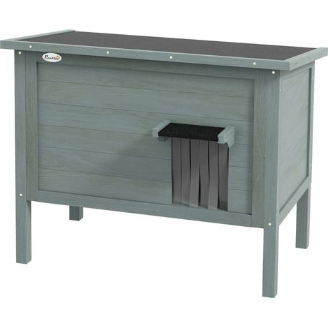 Casetta da esterno per gatti in legno impermeabile 85 x 50 x 68,5 cm grigio scuro e nero MODENUIT (1/5)
