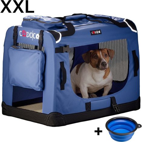 Transportín para perros de tela azul marino XXL plegable 90x60x66cm (1/2)