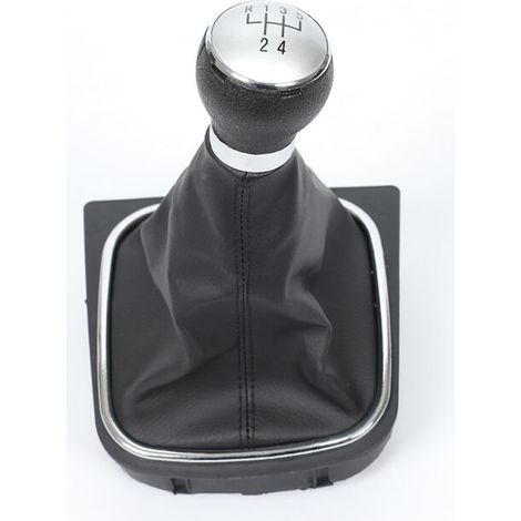 Kit de housses de protection pour leviers de vitesse des Volkswagen Golf 6 MK5 MK6 Jetta Sagitar, avec surpiqûres rouges, cuir et capuchons argentés. Un kit contient cinq leviers de vitesse pour chaqu