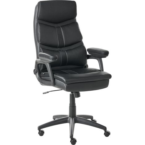 Silla ejecutiva de oficina asiento inclinable acolchado grueso piel sintética negra Ruler (1/5)