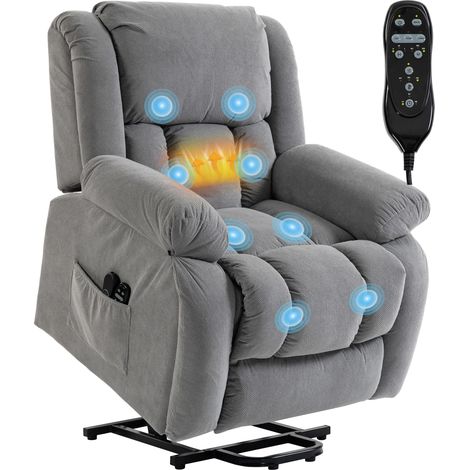 Lift Recliner Armchair, with Massage, 104 x 93 x 100 cm, Light Grey (1/5)
