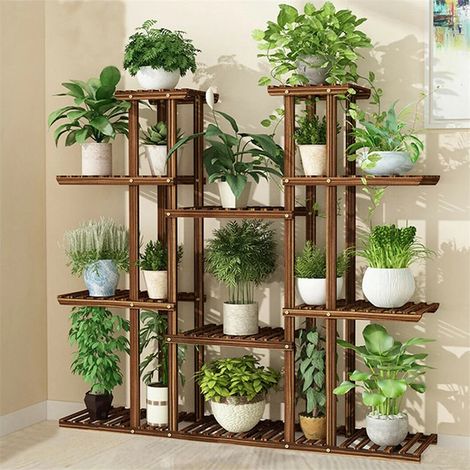 Support de plantes en bois à 11 niveaux, support d'étagère, magasin de fleurs, bureau, jardin, décoration intérieure et extérieure (1/5)