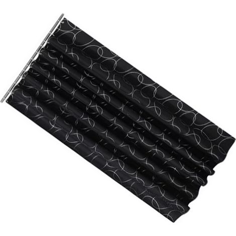 Dicker, schwarz-silberner Duschvorhang mit kreisförmigem Muster, aus wasserdichtem Polyester, 180 x 180 cm (1/5)