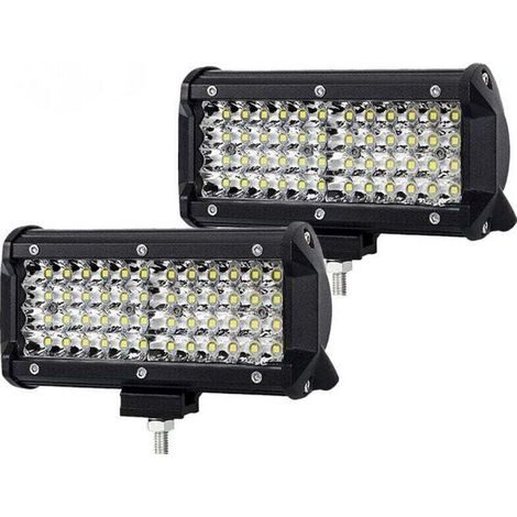 7” Pair Phare de Travail LED 144W 14400LM 6000K Feux Tracteur Barre LED 4x4 Feux Antibrouillard 4 Rangs 8D Spot Phare Moto Projecteur LED Bateau Camion (1/4)