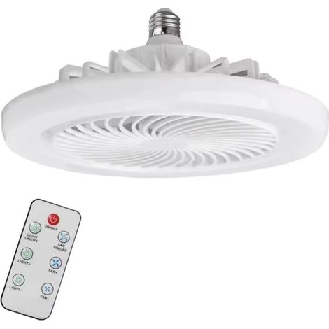 Ventilateur de plafond avec éclairage LED E27, rafraîchit l’air intérieur, améliore la circulation, trois modes lumineux réglables, diamètre 22,5 cm - FANGLO (1/5)