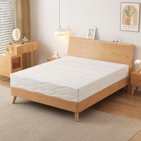 Matelas 180x200x20 cm blanc et gris en mousse et ressorts ensachés à 7 zones réversible H3/H4 (1/5)