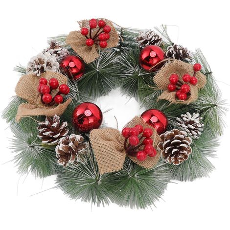 Guirlande de Noël en aiguilles de pin réalistes et éclatantes, idéale pour décorer votre porte d'entrée ou votre maison (petit modèle). (1/5)