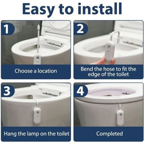 Détecteur de Mouvement Étanche Lampe de Toilette, Veilleuse 16 Couleurs avec et Fonction, Lampe LED Rechargeable USB pour Toilet (1/5)