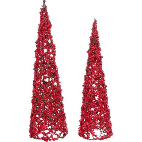 Set di 2 figure decorative di alberi di Natale Decorazione in metallo filo rosso Takern