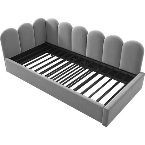 Letto daybed imbottito 90x200 cm con letto estraibile 90x190 cm in velluto grigio (1/5)