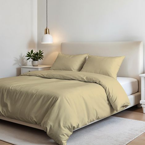Housse de Couette Set, Crème, Double, Microfibre (1/5)