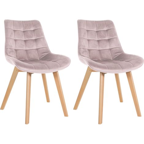 Set de 2 Sillas de comedor Brook en terciopelo Rosado (1/5)