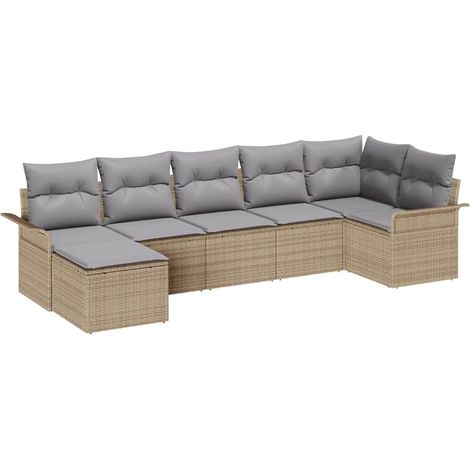 Maison Exclusive - Gartensofa-set mit Speicher 7 pcs Beige Poly-R