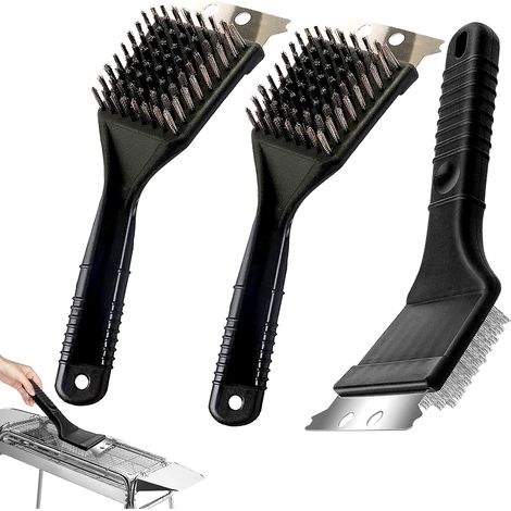 Brosse À Barbecue - Acier Inoxydable - 21 cm - Pour Grill À Charbon Électrique Et Gaz - Lot De 3 (1/5)