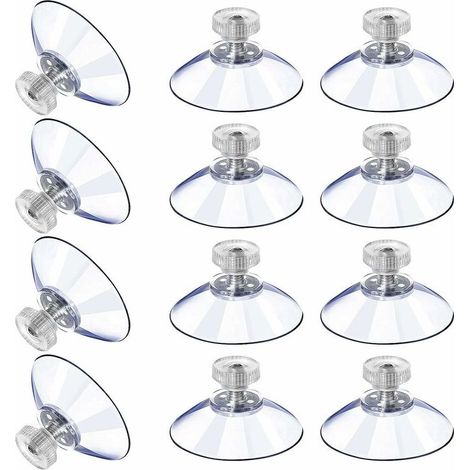 12 grandes ventouses ventouses en plastique ventouses anti-collision transparentes vis en caoutchouc écrous métalliques pièces de rechange de ventouse en PVC transparent solide avec écrous à vis 5,3 c (1/5)