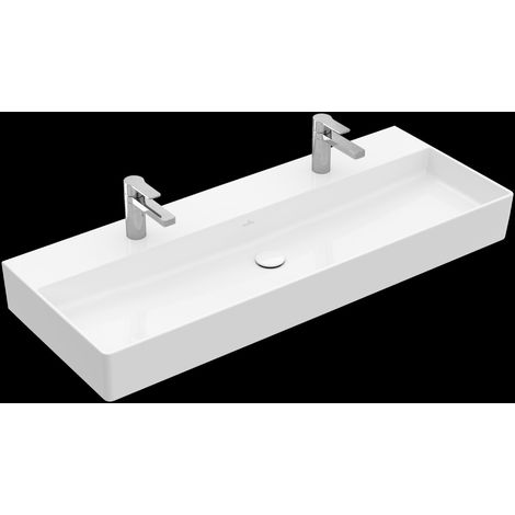 Villeroy & Boch Memento 2.0 lavabo mural, 2 trous pour robinet, (1/2)