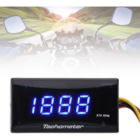 Ultradünner universeller DC12V LCD-Drehzahlmesser für Motorradumbauten (blau) (1/5)