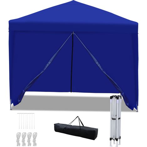 Wolketon 3x3 m Faltpavillon wasserdicht – Pavillon faltbar mit Tragetasche, Gartenzelt & Partyzelt für Garten, Camping & Outdoor, Blau