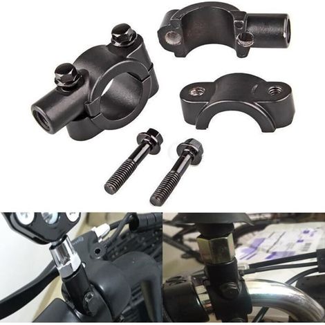 Paire de crampons de serrage - Noir - 10 mm - Pour support de rétroviseur arrière sur guidon - Pour moto, cyclomoteur, scooter, vélo