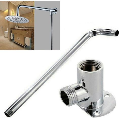 Bras de douche en acier inoxydable, bras d'extension de pommeau de douche, bras de douche résistant à la , extension murale pour pommeau de douche (bras de 30 cm + base) (1/5)