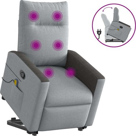 Massagesessel mit Aufstehhilfe Hellgrau Stoff