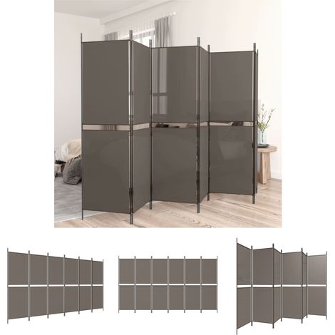 Stoff - vidaXL 6-tlg. Paravent Anthrazit 300x200 cm Stoff - Anthrazit (1/5)