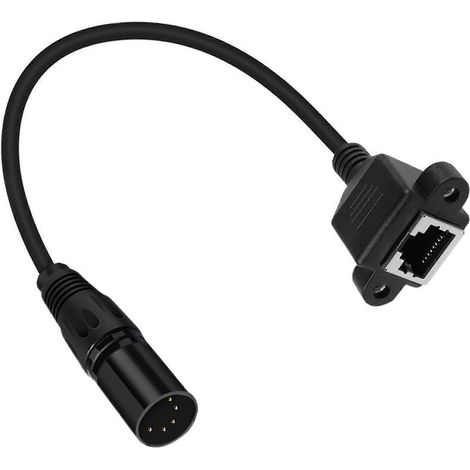 1 câble audio XLR5 mâle vers RJ45 femelle, 30 cm, avec pinces auriculaires, pour studios d'enregistrement et performances live (1/5)