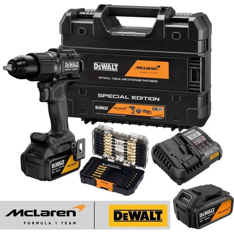 Dewalt 18v DCD86MP2T McLaren F1 XR Brushless Hammer Drill 2 x 5.0Ah + 28pc Set