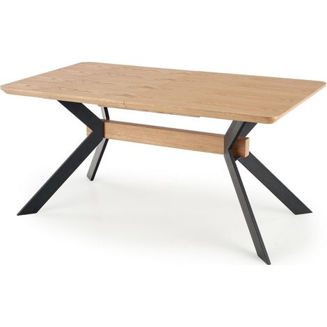 Table à manger extensible 160-220cm aspect chêne et métal noir OGMA (1/5)