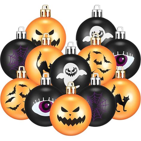 Boules Décoratives d'halloween 12 Pièces Décorations d'arbre Accessoires De Décorations Boules Fantôme Chauves-Souris pour Halloween Noël Anniversaire Automne Fêtes Réunions Familiales (1/5)