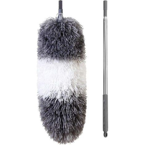 Plumeau Télescopique, Plumeau Toile D'araignée Poussière, Tete de Loup 250CM Tête Pliable Lavable (1/5)