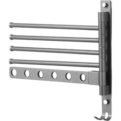 Porte - Serviette Pivotant - Séchoir 4 Bras Tournant pour Salle de Bain - (1/5)