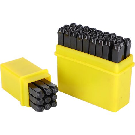 36 outils de poinçonnage à estampage chiffres (0 à 9), lettres (A à Z), acier à haute teneur en carbone, boîte de 2 pièces (5 mm)