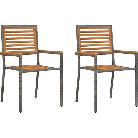 Lot de 2 Chaises empilables de jardin,Chaise d'extérieur Marron et gris CFW3015660 (1/5)