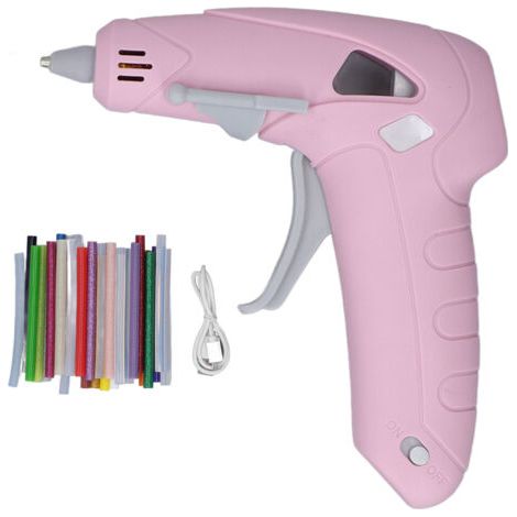 Pistolet à colle sans fil rechargeable pour bricolage, avec 30 bâtons de colle, sécurisé anti-brûlure - bureau, école, loisirs créatifs (1/5)