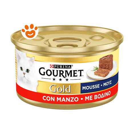 Purina Cat Gourmet Gold Mousse con Manzo  - Purina Cat Gourmet Gold Mousse con Manzo - Lattina Da 85 Gr