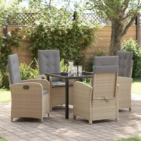 Ensemble de salle à manger pour jardin 5 pcs-Salon de jardin Beige polyrotin 428826 (1/5)
